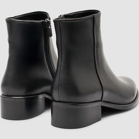 Resim Cabani %100 Kadın Hakiki Deri Siyah Sivri Burun Düz Bot Siyah 