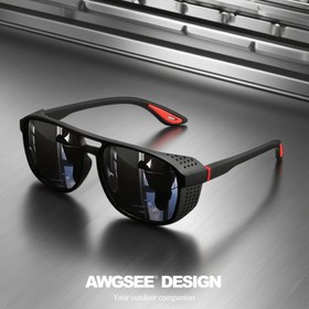 Resim AWGSEE Steampunk Yuvarlak Polarize Spor Gözlükleri - Dayanıklı PC Çerçeve ile Rüzgar Geçirmez TAC Lensler, Vintage Stil için, Sürüş - Arkadaşınız, Spor Ekipmanı, Şık Metalik Detaylar, Nefes Alabilir Tasarım 