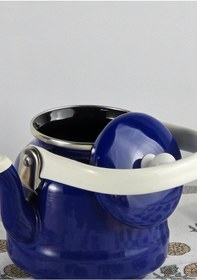 Resim Alev Vintage Demlik - Emaye Çaydanlık, Kettle - 1 Litre, Lacivert 