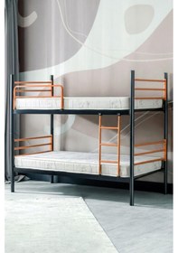 Resim Einstein Metal Ranza + 2 Adet Bambo Yatak 90x190 Cm Tek Kişilik Yataklı Ayrılabilir Metal Ranza 90 x 190 