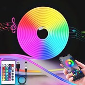 Resim USB RGB LED Neon Şerit Işıkları, 1/2/3/4/5m, Su Geçirmez, USB Arayüzü, Kablosuz Uygulama ve Uzaktan Kumanda, Neon Işık Dekorasyonu Için Işık 
