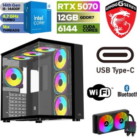 Resim MSI Msı-Şafak-Gaming Pc-Rtx 5070 12GB– Intel I5 14400F– B760MSİ-32GB-64GB Ddr5 Ram-1tb M.2 Ssd-Sıvı Sogutmalı - Windows 11 Pro Masaüstü Bilgisayar 