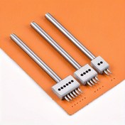 Resim Gümüş Renkli Delgeç Seti - 3 Adet (4/5/6mm, 2/4/6 Diş) Deri İşleme Aletleri, Yuvarlak Delik Açma, El Dikişi ve DIY Deri Sanatı İçin 