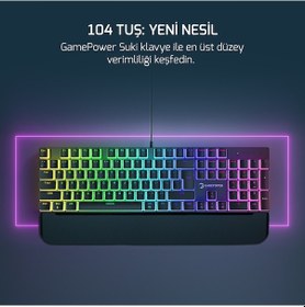 Resim Gamepower Suki Mavi Switch Türkçe Q 104 Tuş Kablolu RGB Mekanik Oyuncu Klavye 