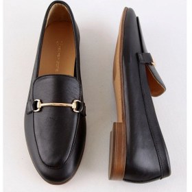Resim Livia Siyah Hakiki Deri Kadın Loafer Siyah Deri 