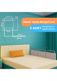 Resim Miralay Yeni Nesil Yatak Bariyeri 50 x 40 Cm Bej 3 Adet 
