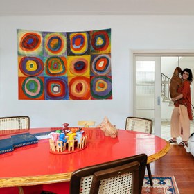 Resim Color Study, Squares With Concentric Circles Duvar Örtüsü - 60 cm x 90 cm 