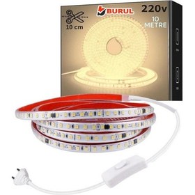 Resim 10 Metre Gün Işığı Yapışkanlı Silikonlu Yüksek Lümen Şerit Led Işık Fişli Aydınlatma Sb-6548 