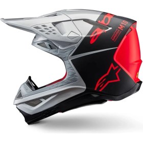Resim Alpinestars Supertech M10 Flood Off-Road Kaskı Gri Kırmızı Siyah 