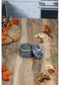 Resim El Yapımı Mermer Baharatlık Tuzluk Biberlik 2 Adet 