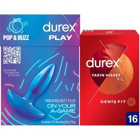 Resim Durex Titreşimli Anal Plug Tıkaç + Durex Yakın Hisset Geniş Fit İnce Prezervatif 16'lı XL 