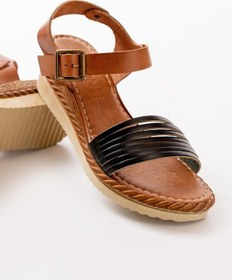 Resim 731-07 Siyah Ortopedik Hakiki Deri Dolgu Kadın Sandalet Siyah 