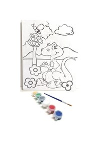 Resim Hayal Sepeti Dinazor Model Resimli Tuval 24x18 6lı Boya, Fırça B 