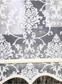 Resim Bbb Simli Damask Desenli Çift Mekanizmalı Tül Stor Perde Ekru Mt1018s Ekru 