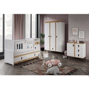 Resim Rose Büyüyen Bebek Odası Takımı Safir Meşe Beyaz 