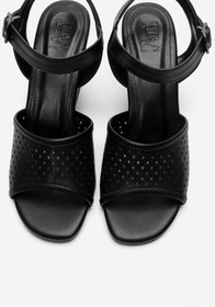 Resim LuviShoes HERVON Siyah Cilt Kadın Dolgu Topuklu Ayakkabı 