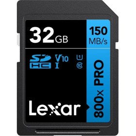 Resim Lexar 800X Pro 32GB SDHC Hafıza Kartı 150MB/s UHS-I V10 Suya Dayanıklı Performans 