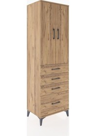Resim Hyperion Dolap 3 Raflı 4 Çekmeceli 2 Kapaklı 60x44x195 Çam-çam Çam 