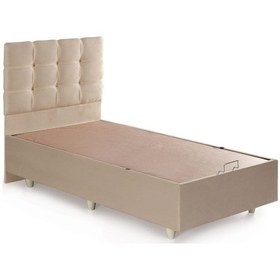 Resim Azrayatakmobilya Yakut Tek Kişilik Yatak Baza Başlik Mdf+Profil+Özel Kumaş Krem 