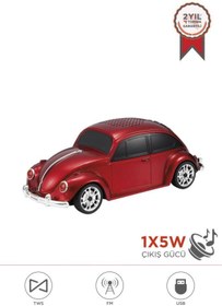 Resim Torima D-Kırmızı Araba Voswos Retro Tasarım Usb/tf/fm Bluetooth Hoparlör Speaker 