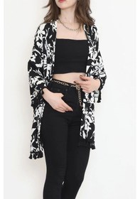 Resim Desenli Kimono Beyazsiyah - 2492.555. Çok Renkli 