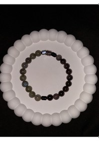Resim Labrodorit - Obsidyen - Hematit Karışımı Sertifikalı Doğal Taş Bileklik Çok Renkli 