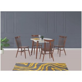 Resim Levent Mobilya Aksesuar Siena Sabit Masa, Kırlangıç Sandalye ,beyaz Ceviz, 125x80 