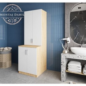 Resim Aspen Çamaşır Ve Kurutma Makinesi Dolabı Banyo Dolabı Meşe Beyaz Beyaz - Meşe 