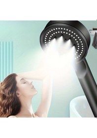 Resim Hobibahçem 5 Fonksiyonlu Yüksek Basınçlı Ayarlanabilir Siyah Duş Başlığı Siyah 