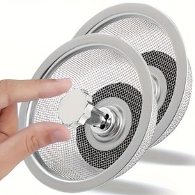 Resim 2 adet 304 Paslanmaz Çelik Mutfak Lavabo Süzgeçleri Sap ve Tıpa ile - Ağır Hizmet Tipi Gıda Atık Filtreleri, Etkili Drenaj için Kolay Erişim Tasarımı - Oteller, Restoranlar, Mutfaklar için Ticari & Ev Kullanımı, Mutfak Lavabo Süzgeci, Otel Mutfağı Malzemeleri, Easyaccess Kolu, Dayanıklı Mesh Filtre 