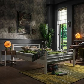 Resim Unimet Asos Tek Kişilik Ferforje Metal Karyola-Beyaz 