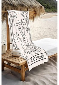 Resim Dijital Baskı Plaj Deniz Havlusu Oğlak Burcu Desenli Peştamal Hvl0044 Renkli 