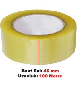 Resim Nublado Koli Bandı 45 mm x 100 mt Şeffaf Güçlü Yapışkanlı Kopmayan Bant Bandı (10 Adet) 