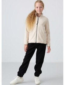 Resim Tommy Life Bej Kalın Yumuşak Dokulu Standart Fit Nakışlı Polar Kız Çocuk Sweatshirt - 75154 Bej 