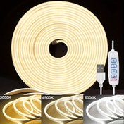 Resim ORAHON 5.03 metre Sıcak Beyaz Neon Halat Işıkları, 3000K-6000K, Esnek ve Kesilebilir, Su Geçirmez, USB Güçlü, 800-1000 Lümen, Yatak Odaları, Ayna, Dolaplar, Oturma Odaları için İdeal - Düğme Kontrolü, Pil Gerektirmez, Oturma Odası Aydınlatması | Şık LED Halat Işığı | Esnek LED Şerit Işığı, Duvar Dekoru için Neon İşaretleri 