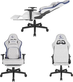 Resim Rampage MC-8663B Typhoon Oyuncu Koltuğu Gri Mavi, Terletmez Kumaş, Yatabilen Sırt, Yükseklik Ayarlı Kol Desteği, Ergonomik Gaming Chair, 120-139 kg Taşıma Kapasitesi, 2 Yıl Garanti Dayanıklı 