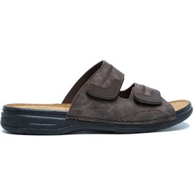 Resim Sıb4412 Kifidis-natura Erkek Çift Bantlı Anatomik Deri Terlik 40-45 Kahve/brown - Kahverengi Kahverengi 