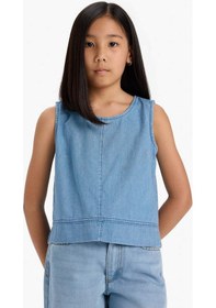 Resim DeFacto Kız Çocuk Kolsuz Jean Bluz E6194A825SMNM28 