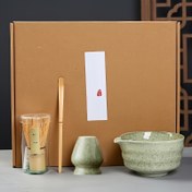 Resim Japon Matcha Seti (4/6 Parça) - Basit Premium Yeşil Sırlı Seramik Matcha Alet Takımı, Ağzı Olan Matcha Kasesi ve Çırpıcı Standı ile Çay Severler İçin Tavsiye Edilen Japon Tarzı Hediye Kutusu 