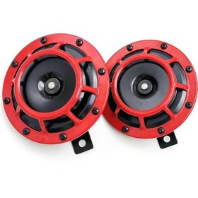Resim Jeehugo 12v 115db 435/335hz Demir Çift Tonlu Araba Klinesi - Motosiklet, Elektrikli Araçlar İçin 2'li Paket Kırmızı 