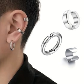 Resim 3 Adet Paslanmaz Çelik Kulak Klipsi, Deliksiz Üç Parça Set Parlak Kulak Kemik Klipsi Erkekler ve Kadınlar için Basit Moda Trendy Piercing Gerektirmeyen Küpe Toptan Kulak Takısı Doğum Günleri Partiler Tatil Noel Hediyesi 