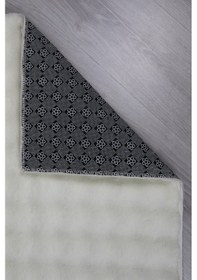 Resim Dekoratif Bubble Uzun Tüylü Yumuşak Puffy Peluş Kaymaz Yıkanabilir Salon Koridor Halı Yolluk Krem 