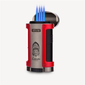 Resim Lubinski Sehpalı Kılıflı Dört Torch Puro Çakmağı Gunmetal-Kırmızı 