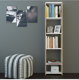 Resim Nurmobilya Nur Mobilya Tarçın 5 Raflı Dar Kitaplık 