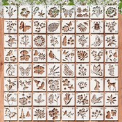 Resim 64 DIY Çiçek, Bitki ve Kelebek Şablonları - 7.62 cm, Plastik Malzeme, Oda Dekorasyonu, Fotoğraf Albümü, Hediye Çantası, Kumaş, Duvar, Ahşap, Taş ve Diğer Yaratıcı Sanat Projeleri için Uygun 
