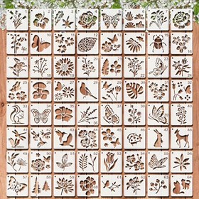 Resim 64 DIY Çiçek, Bitki ve Kelebek Şablonları - 7.62 cm, Plastik Malzeme, Oda Dekorasyonu, Fotoğraf Albümü, Hediye Çantası, Kumaş, Duvar, Ahşap, Taş ve Diğer Yaratıcı Sanat Projeleri için Uygun 