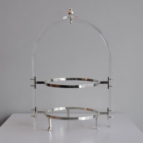 Resim Pirinç Detaylı Pleksi Etajer ( Gümüş Renk ) 