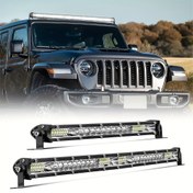 Resim 25.4 cm 50.8 cm Ultra Parlak LED Işık Çubuğu, İnce Beyaz Kombi Işık Demeti, Araç, ATV, Kamyon, Traktör, SUV, UTV, 12-24V DC, 2000-3000 Lümen, Off Road Araç Aydınlatması, Batarya Dahil Değil 
