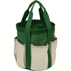 Resim Dayanıklı Yeşil Oxford Bahçe Alet Çantası, 19.05cm x 21.59cm Bitki Organizatörü, Bej İç Kaplama ve Sağlam Kulplu Dış Mekan Taşıma Çantası 