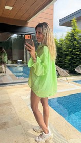 Resim Müslin Neon Yeşil Gömlek - M 